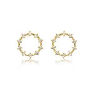 Brinco redondo vazado com zircônias