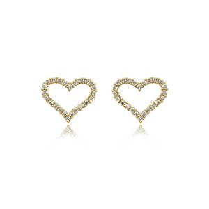 Brinco coração vazado cravejado