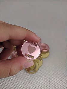 100 Tags Passante 2cm de Diâmetro em Acrílico Espelhado