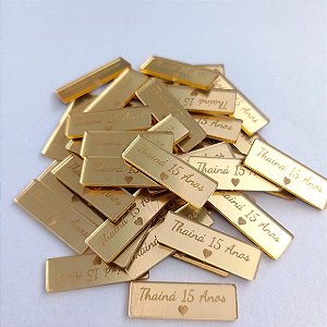 50 Tags 3x1cm em Acrílico Dourado, Prata ou Rosê