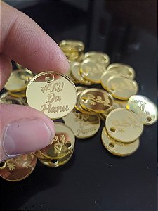 50 Tags de 2cm de Diâmetro em Acrílico Espelhado