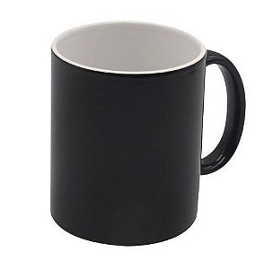 Caneca Mágica em Cerâmica para Sublimação - Preta Semi-Brilho (Muda de Cor)