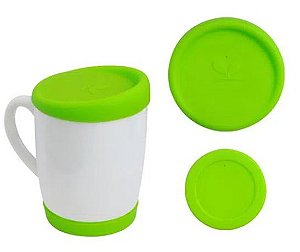 Kit Tampa e Base de Silicone para Canecas 300ml - Verde Neon