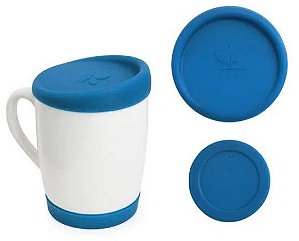 Kit Tampa e Base de Silicone para Canecas 300ml - Azul Claro