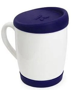 Caneca com Tampas e base de Silicone P/Sublimação Azul Marinho