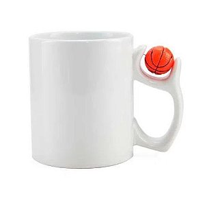 Caneca Basquete Branca de Cerâmica 11oz Para Sublimação