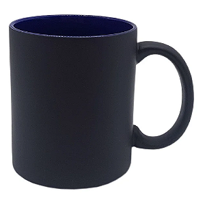 Caneca Mágica Preto Fosco Interior Azul Escuro (Ceramica 325ml P/ Sublimação) Marca Live