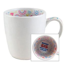 Caneca Semi Cônica Branca com Interior e alça Temático Flores para Sublimação