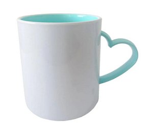 Caneca para Sublimação de Polimero Branco Alça Coração Tiffany 120grs - 325ml