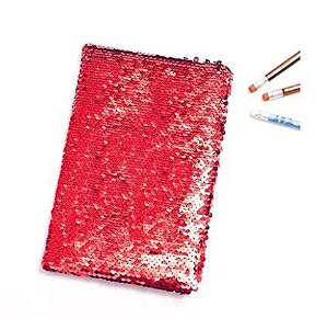 Agenda com lantejoula Vermelho com Branco para sublimação
