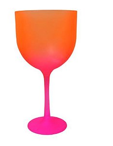 Taça Gin Happy 550ml Degradê Bicolor Pink com Laranja