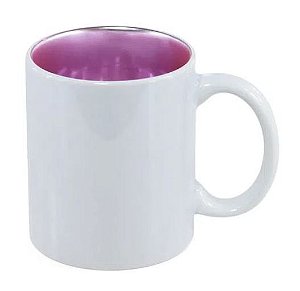 Caneca Branca com Interior Cromado pink - 325ml