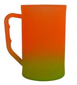 Caneca Chopp 500ml Degradê Bicolor Verde com Laranja