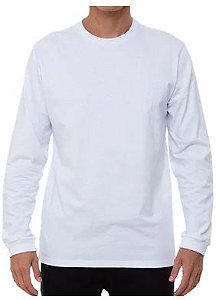 Camiseta Branca Adulta Manga Longa Gola Redonda