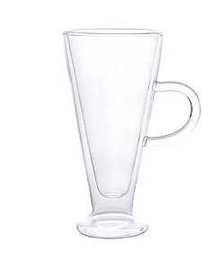 Taça de Vidro Cristal Cônica Double Wall Elegance de Capuccino para Sublimação - 250ml