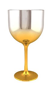 Taça Gin Happy 550ml Metalizado Dourado com Prata