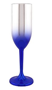 Taça Champanhe 190ml Metalizado Azul Com Prata