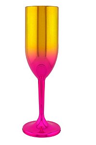 Taça Champanhe 190ml Metalizado Pink com Dourado