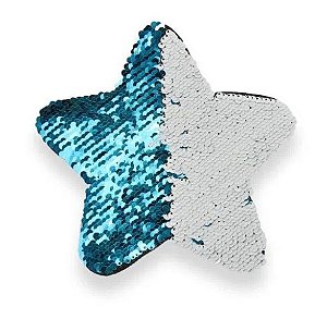 OBM - Aplique de Lantejoulas Estrela Azul Claro e Branco - 19cm