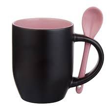 Caneca para Sublimação de Cerâmica Mágica com Interior e Colher - Rosa