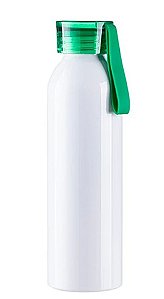 Squeeze de Alumínio Branco Tampa Sport Verde para Sublimação - 650ml