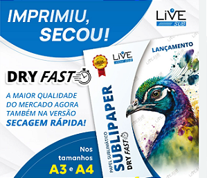 Papel para Sublimação LIVE SUBLIPAPER DRY FAST A-3 100g - 100 Folhas