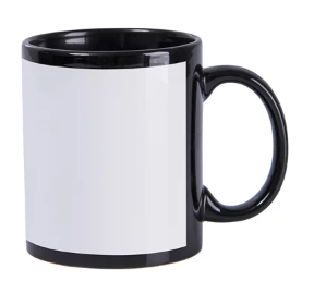 Caneca para Sublimação de Cerâmica Preta com Faixa Branca Metalnox - 1 unidade