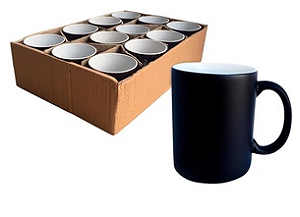 Caneca Mágica em Cerâmica para Sublimação - Preta Fosca - X-Colour - 12un