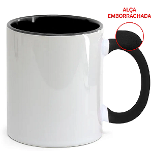 Caneca para Sublimação de Cerâmica Branca com Alça Soft e Interior Preta