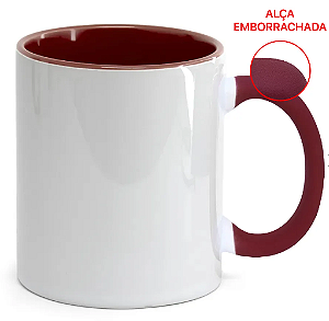 Caneca para Sublimação de Cerâmica Branca com Alça Soft e Interior Marrom
