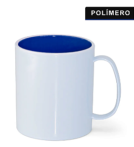 Caneca para Sublimação de Plástico Polímero Branco com Interior Azul Royal