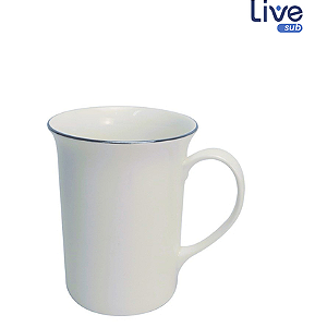 Caneca de Porcelana Apollo Branca Borda Prata Curva para Sublimação - 295ml