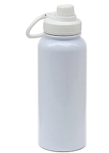 Garrafa Térmica Sublimação c/ Parede Dupla Tampa Cantil Branca- 900ml
