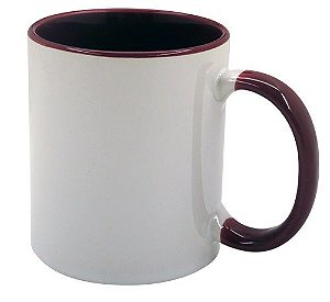 Caneca para Sublimação de Cerâmica Branca com Alça e Interior Marrom - 1 Unidade