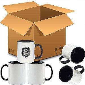 Caneca para Sublimação de Cerâmica Branca com Alça e Interior Preto - 12un