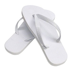 Chinelo Branco Com Tecido Poliester Para Sublimação 37/38