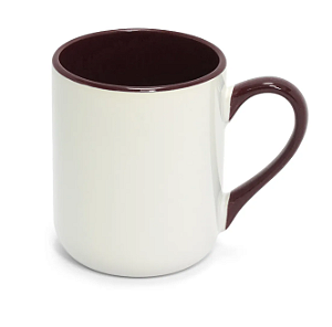Caneca Imperial Cerâmica Branca para Sublimação com Alça e Interior Colorido - Marrom 325ml