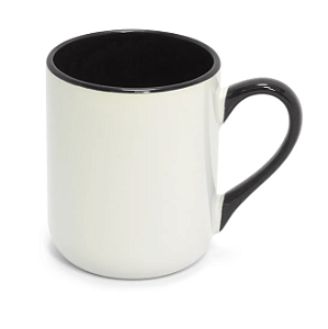 Caneca Imperial Cerâmica Branca para Sublimação com Alça e Interior Colorido Preto - 325ml