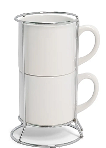 Kit 2 Xícaras London de 200ml com Suporte de Metal
