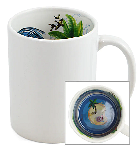 Caneca para Sublimação Branca com Interior Temático Praia - Verão Tropical