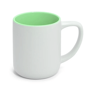 Caneca Cerâmica Branca para Sublimação Matte Interior Verde Claro - 325ml