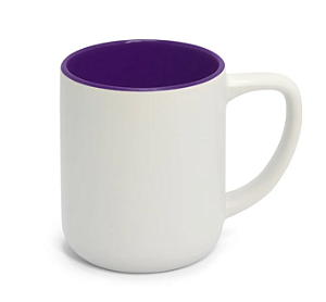 Caneca Cerâmica Branca para Sublimação Matte Interior Roxa - 325ml