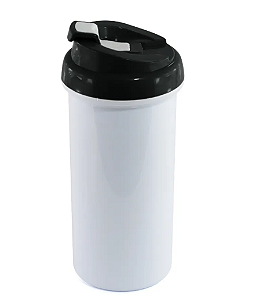 Squeeze de Plástico Branco para Sublimação com Tampa Preta - 475ml