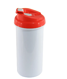 Squeeze de Plástico Branco para Sublimação com Tampa Vermelha - 475ml