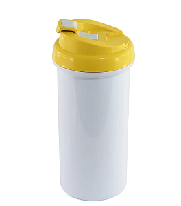Squeeze de Plástico Branco para Sublimação com Tampa Amarela - 475ml