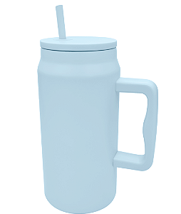 Copo Térmico para Sublimção Aço Inox Fosco com Canudo na Cor Azul - 1,5 Lts