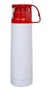 Garrafa Térmica Vermelha com Parede Dupla e Tampa Copo - 500ml