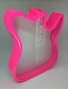 Guitarra Porta Rolhas ou Cofre em Polímero Rosa Neon  P/ Sublimação