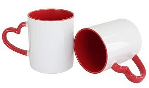 Caneca Love Branca para Sublimação com Alça e Interior Vermelho - 1 Unidade