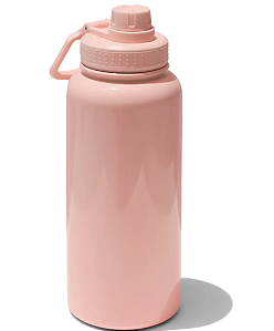 GARRAFA TÉRMICA SUBLIMAÇÃO PAREDE DUPLA TAMPA CANTIL ROSA - 900M